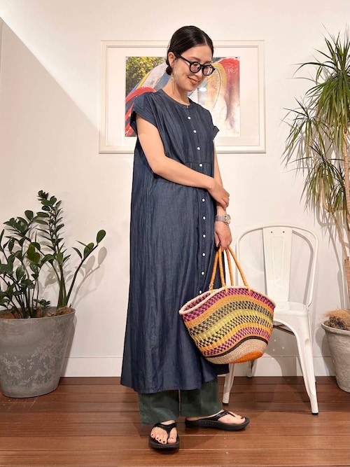 セール】デニムピンタックヨークフレンチワンピース（ワンピース