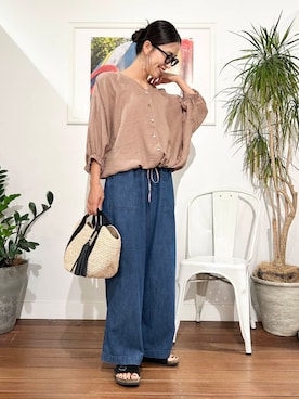 「URBAN RESEARCH Sonny Label（アーバンリサーチサニーレーベル）のアイテム」を使った、横内さん（レディース・164cm）の夏コーディネート