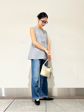 「URBAN RESEARCH Sonny Label（アーバンリサーチサニーレーベル）の『WEB限定』2WAYペプラムニットベスト（ニット/セーター）」を使った、yokouchiさん（レディース・164cm・30代）の秋コーディネート