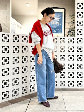 「アイテム（ストール/ショール）」を使った、yokouchiさん（レディース・164cm）の秋コーディネート