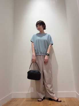 「URBAN RESEARCH DOORS（アーバンリサーチドアーズ）のタックフライスフレンチTシャツ（Tシャツ/カットソー、ブルー系）」を使った、abeさん（レディース・158cm）の春コーディネート