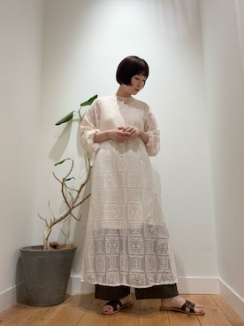 「URBAN RESEARCH DOORS（アーバンリサーチドアーズ）のレースワンピース（ワンピース、ベージュ系）」を使った、abeさん（レディース・158cm）の春コーディネート