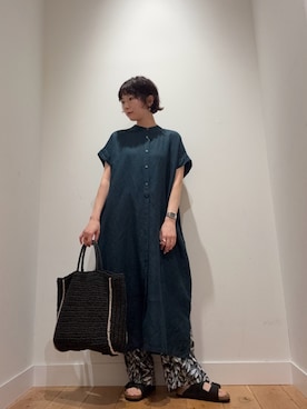 「URBAN RESEARCH DOORS（アーバンリサーチドアーズ）のFORK&SPOON　リネンレーヨンシャツワンピース（ワンピース、グリーン系）」を使った、abeさん（レディース・158cm）の春コーディネート