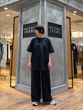 「EKAL（エカル）の『UR TECH DRYLUXE』ハイツイストプルオーバー（Tシャツ/カットソー、ブルー系）」を使った、abeさん（レディース・158cm）の春コーディネート