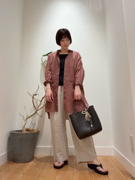 「URBAN RESEARCH DOORS（アーバンリサーチドアーズ）の『WEB/一部店舗限定カラー』ラミーコットンビックシャツ（シャツ/ブラウス、ピンク系）」を使った、abeさん（レディース・158cm）の春コーディネート