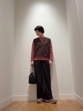 「URBAN RESEARCH DOORS（アーバンリサーチドアーズ）のFolna　LEATHER DRAWSTRING BAG（その他雑貨、ブラック系）」を使った、abeさん（レディース・158cm）の夏コーディネート