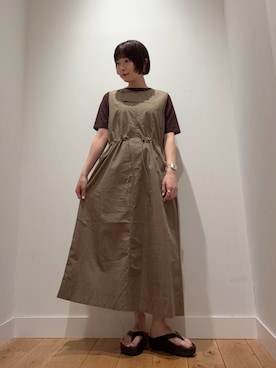 「URBAN RESEARCH DOORS（アーバンリサーチドアーズ）の『UR TECH』サマシェアニットハーフスリーブプルオーバー（Tシャツ/カットソー、ブラウン系）」を使った、abeさん（レディース・158cm）の春コーディネート