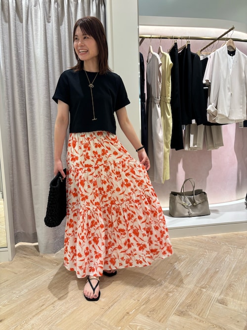値下げ‼️【NOLLEY'S sophi 】アートフラワースカート★サイズ38★ ノーリーズソフィー NOLLEY'S sophi アートフラワーティアードSK