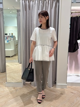 「ぺプラムトップス」｜「アイテム（アクセサリー）」を使った、SHIHOさん（レディース・162cm）の夏コーディネート
