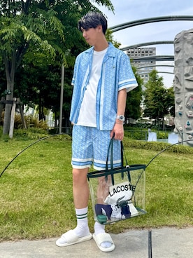 「アイテム（トートバッグ）」を使った、sakaiさん（メンズ・181cm）の夏コーディネート