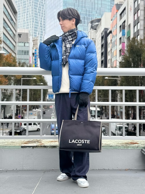LACOSTE（ラコステ） 手袋 モノグラムキルティング×レザーグローブ