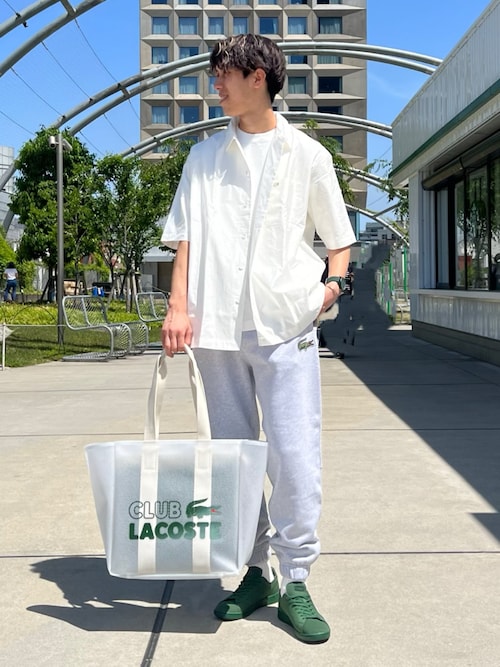 コットンバックサテンオープンネックシャツ