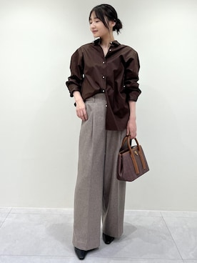 「ROPÉ」｜「アイテム（スラックス）」を使った、AYAさん（レディース・158cm）の秋コーディネート