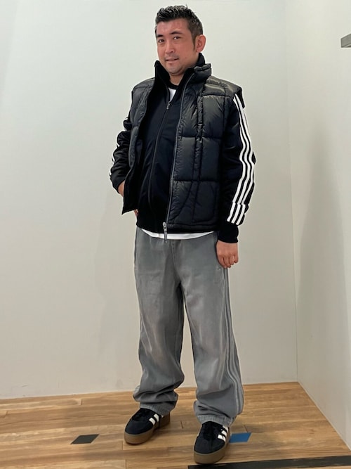 adidasアディカラー ルーズ トラックパンツ デニム ストーン