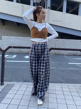 「アイテム（バレエシューズ）」を使った、佐々木悠さん（レディース・159cm）の夏コーディネート