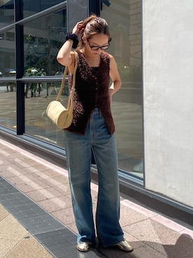 「Levi's（リーバイス）のアイテム」を使った、佐々木悠さん（レディース・159cm）の夏コーディネート