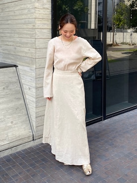 「Ungrid（アングリッド）のアイテム（ピアス（両耳用））」を使った、佐々木悠さん（レディース・158cm）の春コーディネート