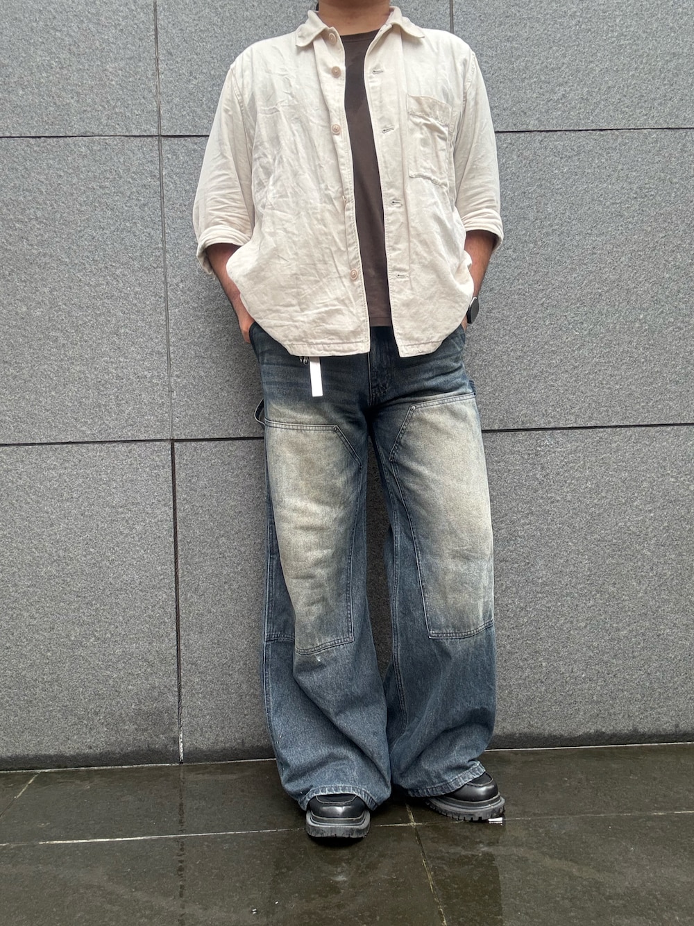 CLEL】Foil Print Double Knee Denim Pants / 箔プリント ダブルニー