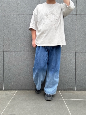 「ETELIO（エテリオ）のグラデーションワイドバギーデニムパンツ（デニムパンツ）」を使った、hiroさん（メンズ・175cm・30代）の夏コーディネート