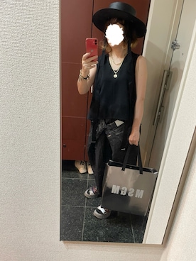 「MSGM（エムエスジーエム）のアイテム（バッグ）」を使った、ゆきえさん（レディース・153cm）の夏コーディネート