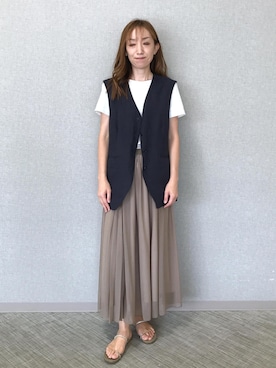 「アイテム（ベスト）」を使った、arakakiiiiさん（レディース・162cm・30代）の夏コーディネート