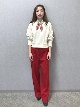 「アイテム（バンダナ/スカーフ）」を使った、arakakiiiiさん（レディース・162cm・30代）の秋コーディネート