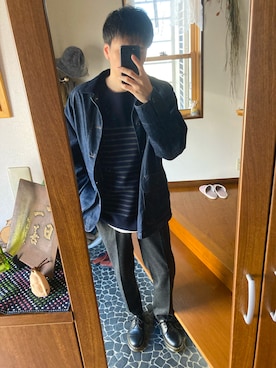 「Dr. Martens（ドクターマーチン）のDr.Martens / ドクターマーチン 1461 3EYE GIBSON SHOE 3ホール ギブソン シューズ（ドレスシューズ、ブラック系）」を使った、みずひとさん（メンズ・177cm）の秋コーディネート