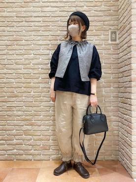「kazumiコラボ」｜「アイテム（ハンチング/ベレー帽）」を使った、い ま む らさん（レディース・162cm）の冬コーディネート