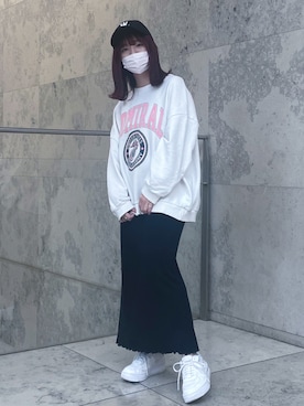 「WOOALONG（ウアロン）のアイテム（帽子）」を使った、Noeru☺︎さん（レディース・158cm）の春コーディネート