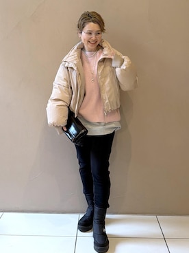 「アイテム（ダウンジャケット/コート）」を使った、Hiromさん（レディース・154cm・40代）の冬コーディネート