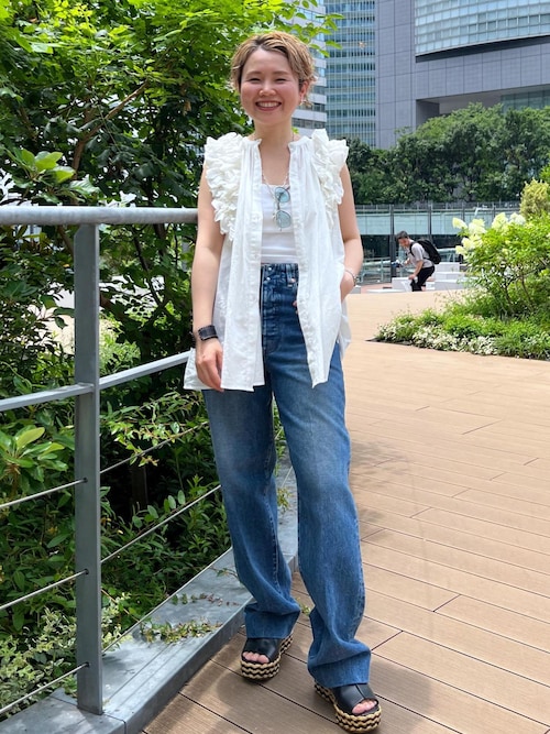 crinkle crinkle crinkle】別注side frill no sleeve blouse
