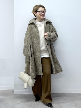 「アイテム（ステンカラーコート）」を使った、Hiromさん（レディース・154cm）の秋コーディネート