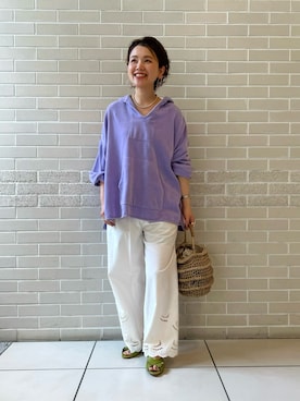 「スカラップ」｜「アイテム（アクセサリー）」を使った、Hiromさん（レディース・154cm）の春コーディネート