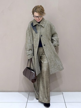 「アイテム（ステンカラーコート）」を使った、Hiromさん（レディース・154cm・40代）の冬コーディネート