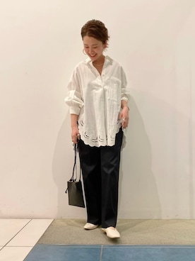 「スカラップ」｜「アイテム（アクセサリー）」を使った、Hiromさん（レディース・154cm）の春コーディネート