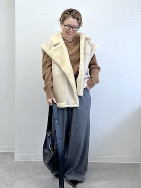 「アイテム（ムートンコート）」を使った、Hiromさん（レディース・154cm）の秋コーディネート