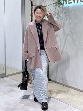 「アイテム（チェスターコート）」を使った、Hiromさん（レディース・154cm・40代）の秋コーディネート