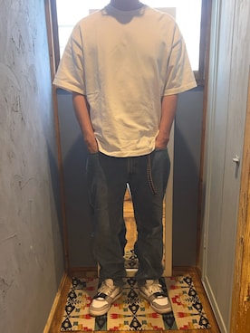 「アイテム（デニムパンツ）」を使った、ひつじさん（メンズ・170cm・40代）の春コーディネート