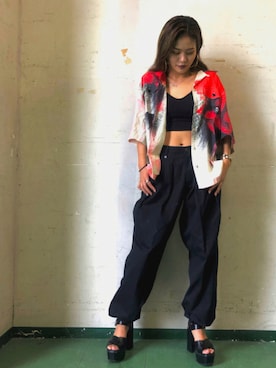 「DIESEL」｜「アイテム（サンダル）」を使った、fumiさん（レディース・157cm）の夏コーディネート