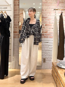 「アイテム（スウェットパンツ）」を使った、ichi58さん（レディース・158cm・30代）の夏コーディネート
