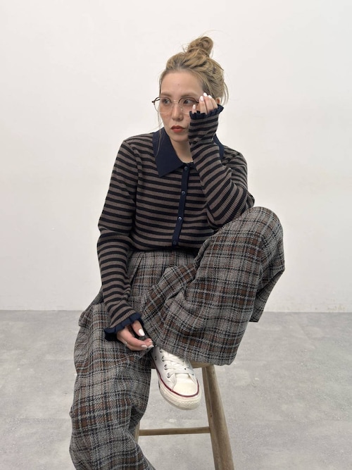 セール】【MODE NORM CORE】12Gフリルカフスリブカーディガン