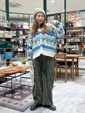 「アイテム（ニットキャップ/ビーニー、グレー系）」を使った、tera38さん（レディース・155cm）の冬コーディネート