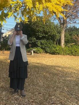 「アイテム（キャップ）」を使った、　　Shiomiさん（レディース・149cm）の秋コーディネート