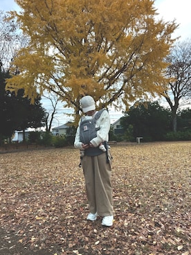 「アイテム（チノパンツ）」を使った、　　Shiomiさん（レディース・149cm）の秋コーディネート