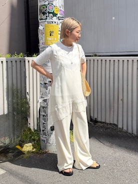 「LOUNGEDRESS（ラウンジドレス）の【GALENA/ガレナ】バケツショルダーバッグ（ショルダーバッグ、ベージュ系）」を使った、_yoshinosan__さん（レディース・160cm）の春コーディネート