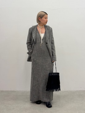 「アイテム（ノーカラージャケット）」を使った、_yoshinosan__さん（レディース・160cm）の秋コーディネート