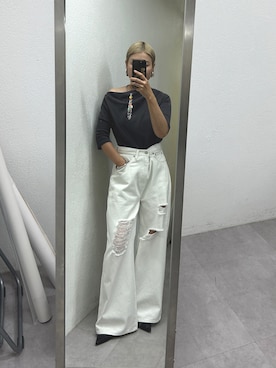 「アイテム（Tシャツ/カットソー）」を使った、_yoshinosan__さん（レディース・160cm）の夏コーディネート