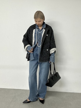 「アイテム（ノーカラージャケット）」を使った、_yoshinosan__さん（レディース・160cm・30代）の秋コーディネート