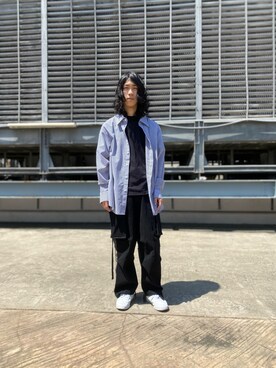 「DANKE SCHON（ダンケシェーン）のDankeSchon/ダンケシェーン/リメイクカーゴパンツ（カーゴパンツ）」を使った、NABEさん（メンズ・169cm）の春コーディネート