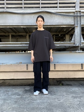 「DANKE SCHON（ダンケシェーン）のDankeSchon/ダンケシェーン/リメイクカーゴパンツ（カーゴパンツ）」を使った、NABEさん（メンズ・169cm）の夏コーディネート